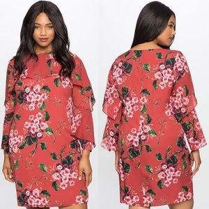 Eloquii Wrap Around Ruffle Floral Printed Dress
